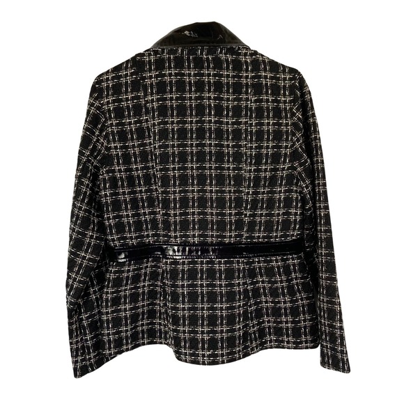 C Wonder Christian Siriano Tweed Moto Jacket Black White Faux Leather Trim M - Picture 3 of 12